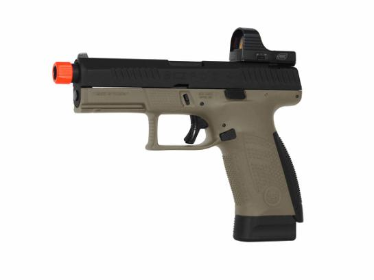 ASG CZ P-10C CO2 Airsoft Pistol, Optic Ready, Outer Threaded Barrel - BLK/FDE