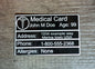 Laser Engraved Aluminum Emergency Card