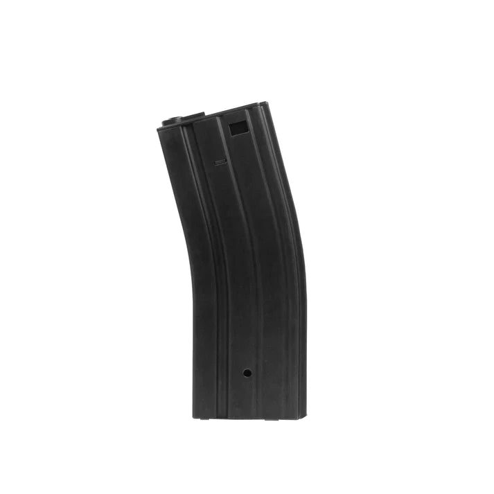 Black ARCTURUS M4/M16 Metal 30/130Rds Variable-Cap EMM Magazine (QPQ) with vertical grooves.