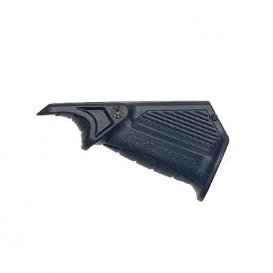 Black NCStar Picatinny Ergonomic Angled Foregrip w/ Storage for a tactical rail system.