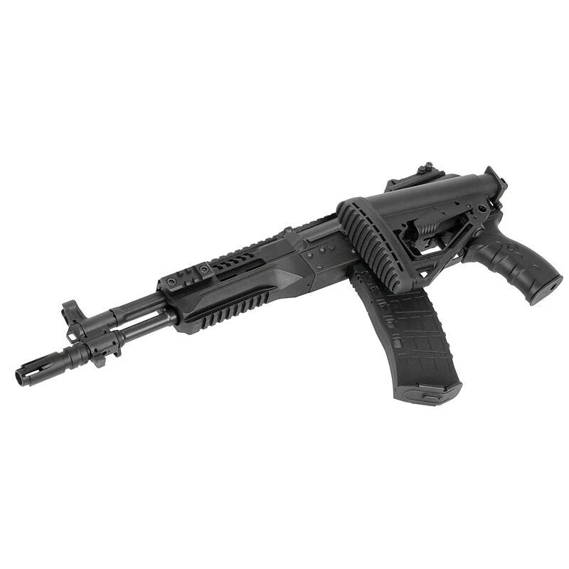 Arcturus AK12K AEG PE black tactical carbine with a short barrel, adjustable stock, and polymer magazine.