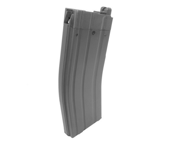 KWA LM4 PTR Series 40 Round Magazine featuring a curved shape with a gray metal finish.