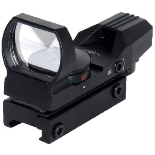 Lancer Tactical Red / Green Dot Reflex Sight w/ 4 Reticles featuring a black finish, open lens, and a mounting base.