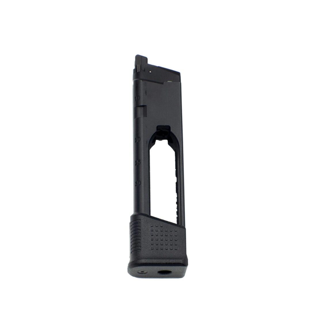 Black metal KWA ATP-GT 22 Round CO2 magazine with a textured base plate.