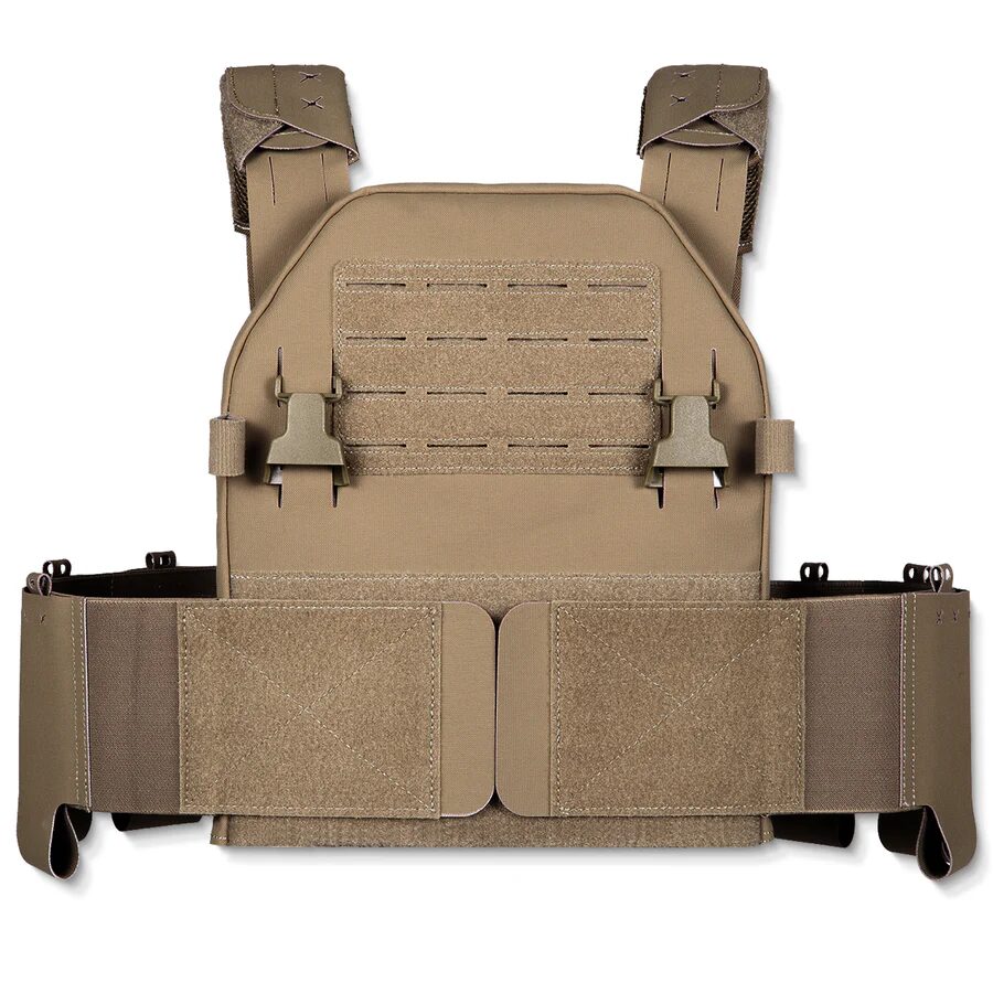 Tan ACETAC LPPC V.2 - Low Profile Plate Carrier featuring a low-profile design with laser-cut MOLLE webbing and side-release buckles.