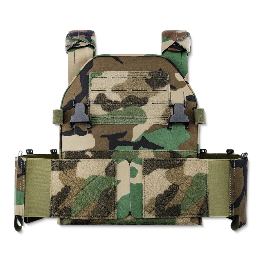 ACETAC LPPC V.2 - Low Profile Plate Carrier in camouflage with tactical webbing and side cummerbunds.