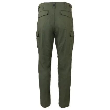 Rear view of the olive Propper BDU 2.0 Ripstop Cargo Pant, featuring two flap pockets on the seat and two cargo pockets on the thighs.