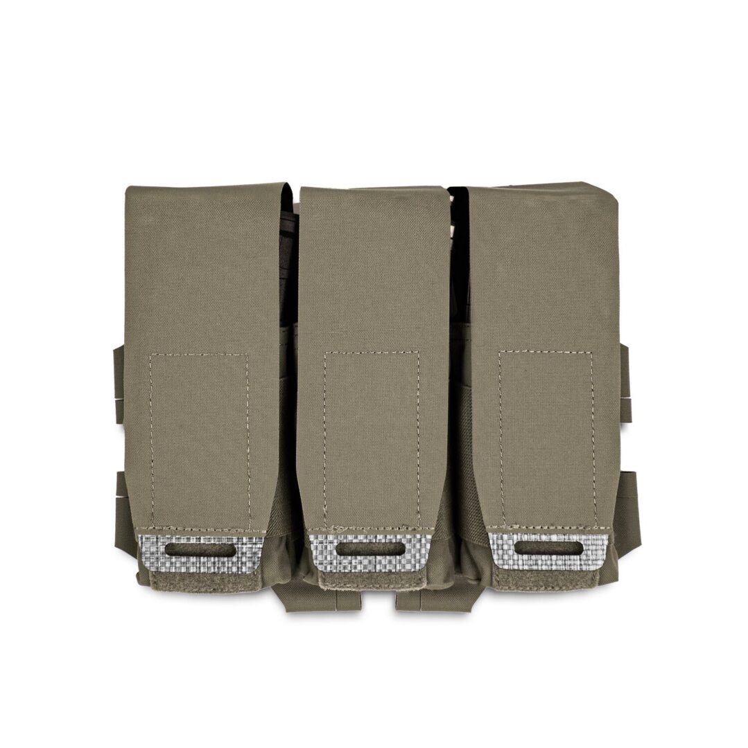 Olive drab ACETAC Six-Banger Placard with three pouches and pull tabs.