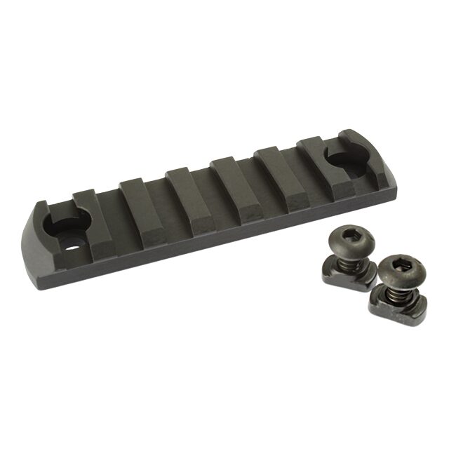 Black XTS M-LOK Picatinny Rail piece with two mounting screws.