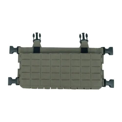 Tan Haley Strategic MOD Plus Placard with MOLLE-compatible webbing, vertical buckles, and side-release buckles.