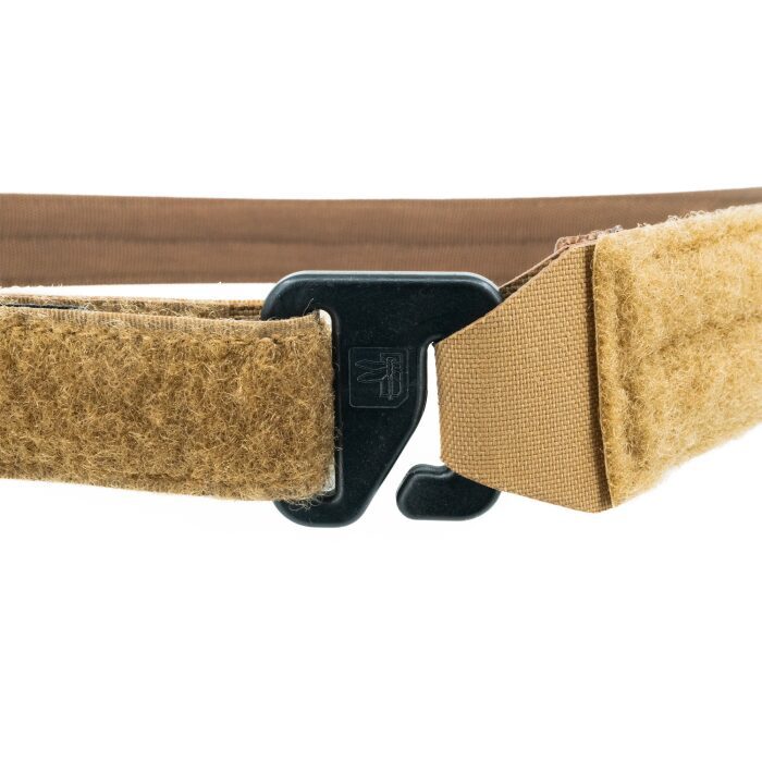 Haley Strategic D3 Pro Inner Belt in tan with a hook-and-loop lining, fastened by a black plastic G-hook buckle.