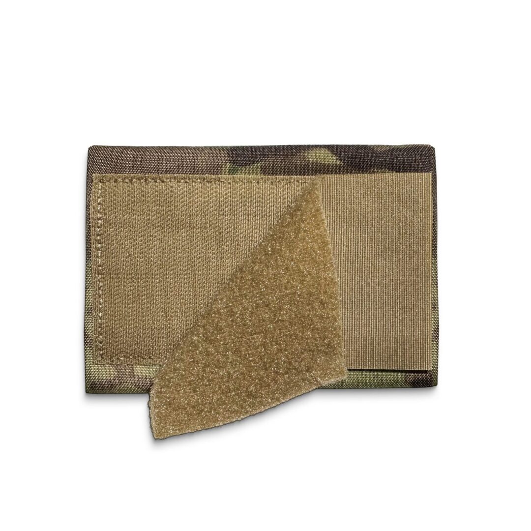 Acetac Ketchall Pouch in camouflage with a tan hook-and-loop flap partially peeled back.